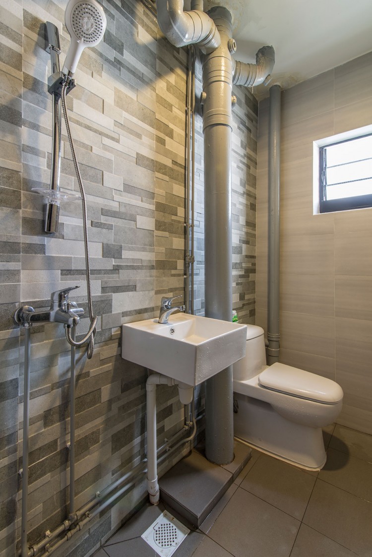 Industrial, Scandinavian Design - Bathroom - HDB 3 Room - Design by Innerglow Design Pte Ltd