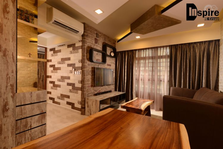 Country, Resort, Rustic Design - Living Room - HDB 3 Room - Design by Inspire ID Group Pte Ltd