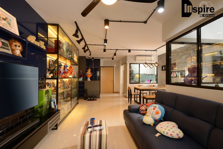 Industrial, Modern Design - Living Room - HDB 4 Room - Design by Inspire ID Group Pte Ltd