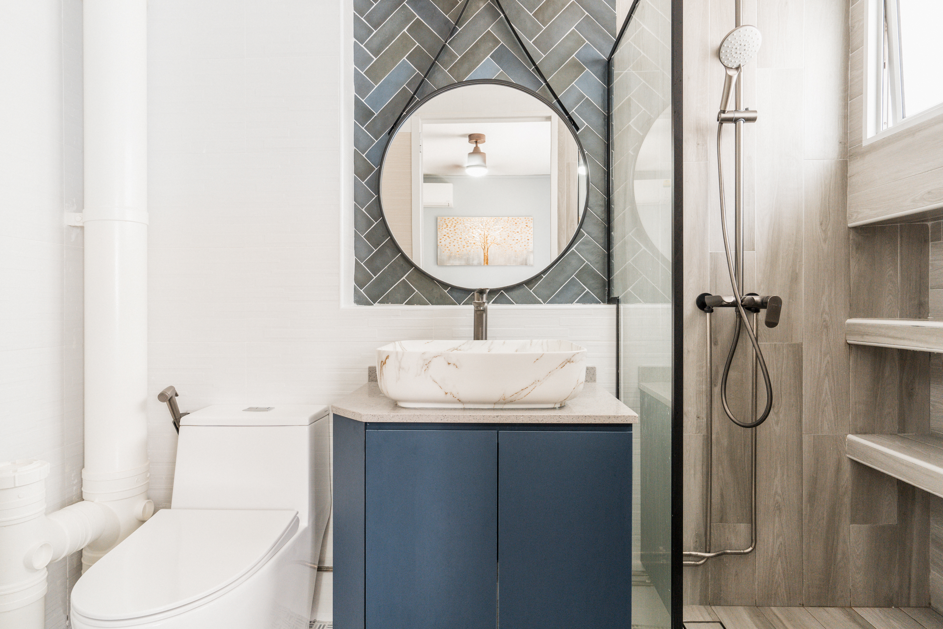 Minimalist, Modern Design - Bathroom - HDB Executive Apartment - Design by Interior Artist Pte Ltd