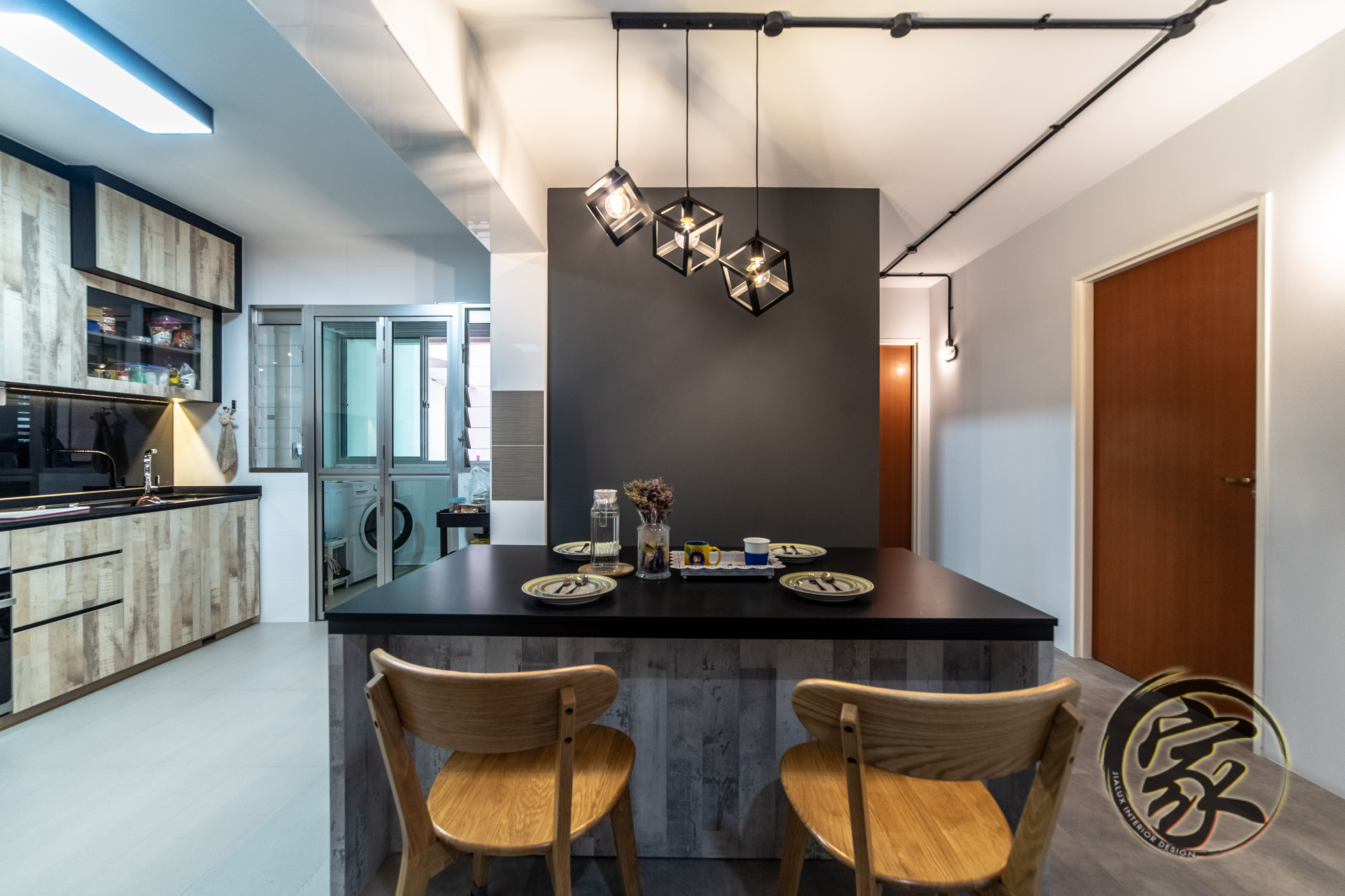 Industrial Design - Dining Room - HDB 4 Room - Design by Jialux Interior Pte Ltd