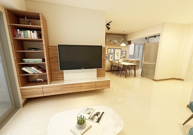 Contemporary Design - Living Room - HDB 4 Room - Design by Interiio Pte Ltd