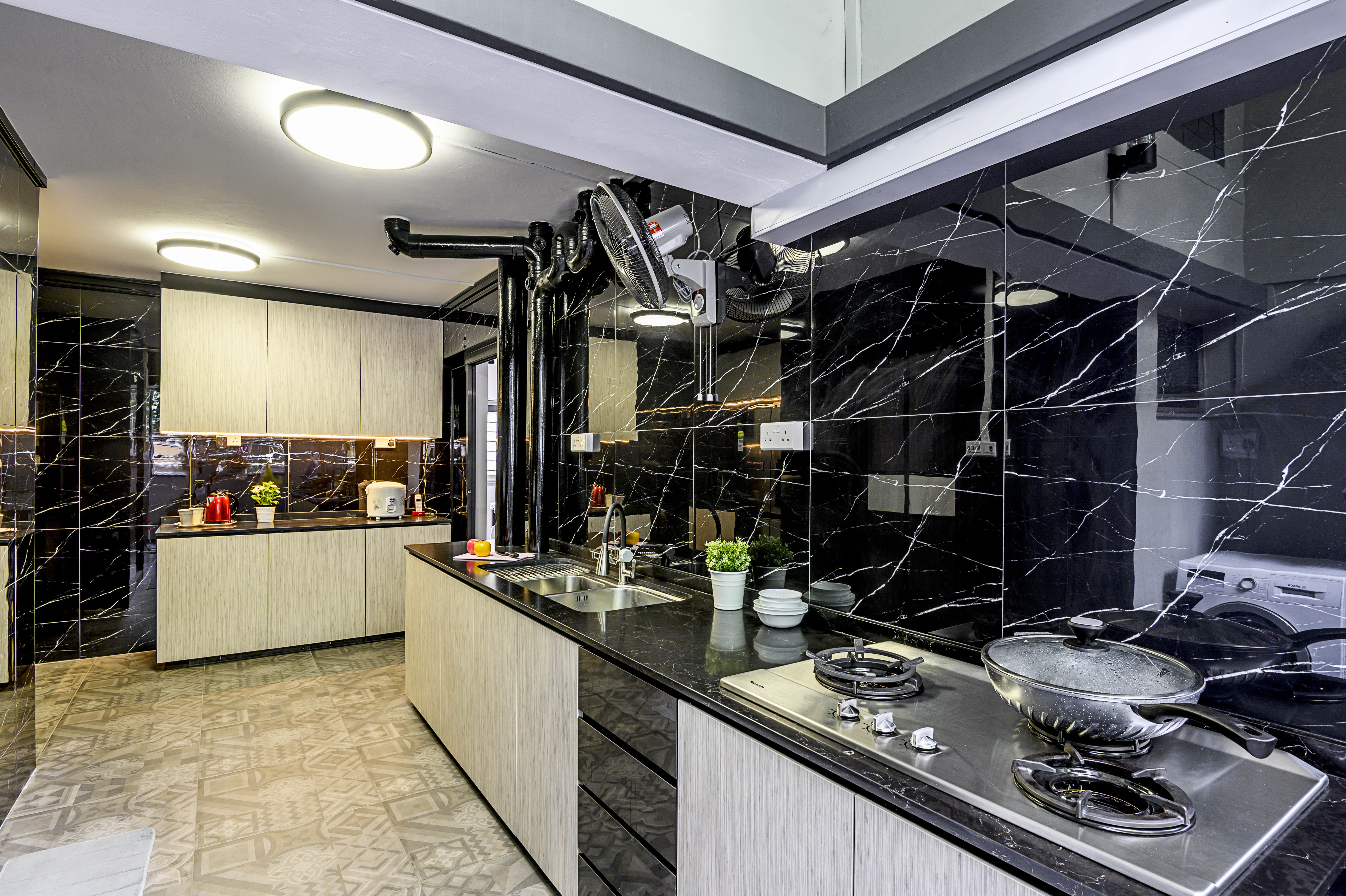 Classical, Contemporary, Rustic Design - Kitchen - HDB Executive Apartment - Design by Le Interi