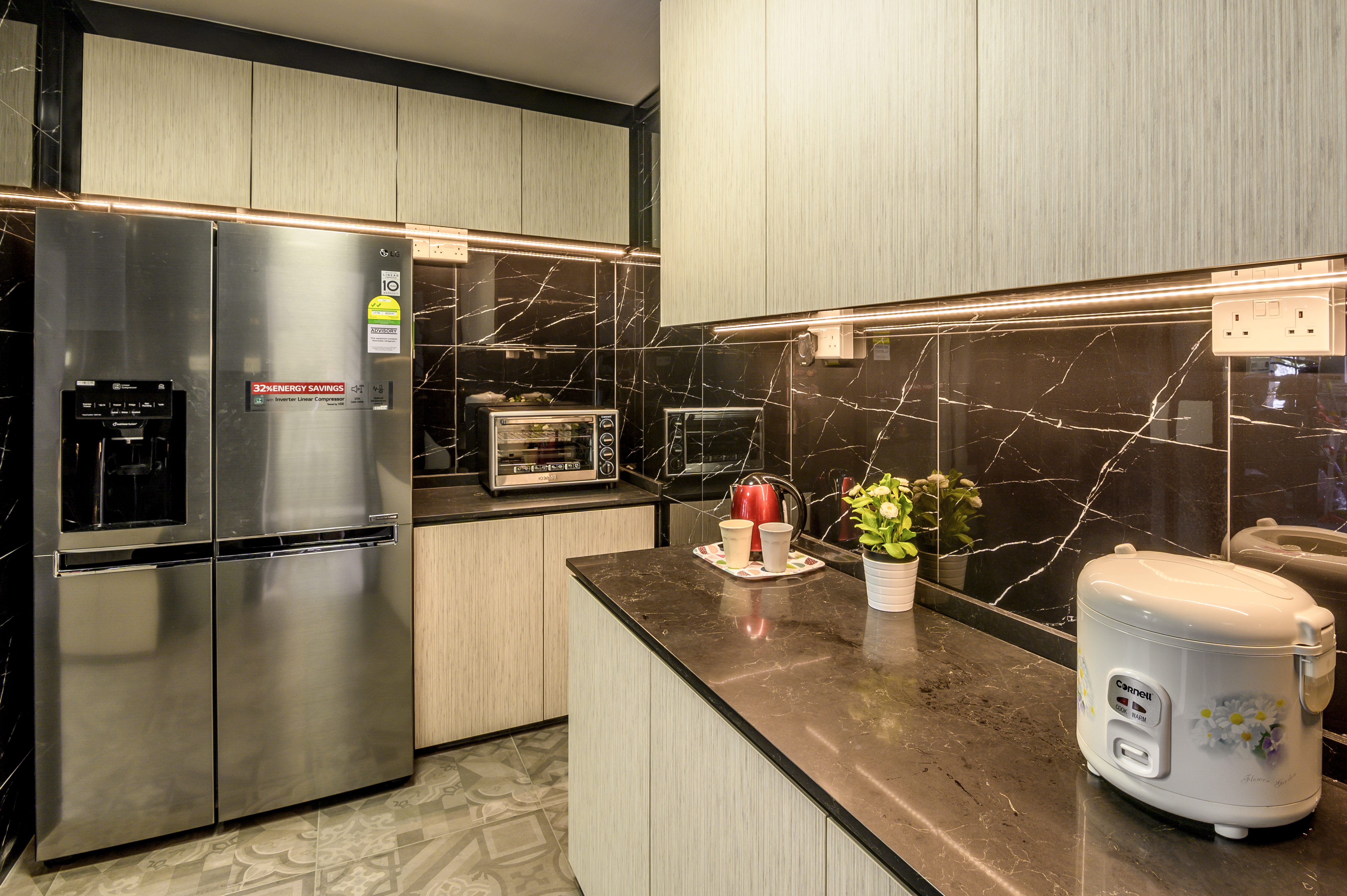 Classical, Contemporary, Rustic Design - Kitchen - HDB Executive Apartment - Design by Le Interi