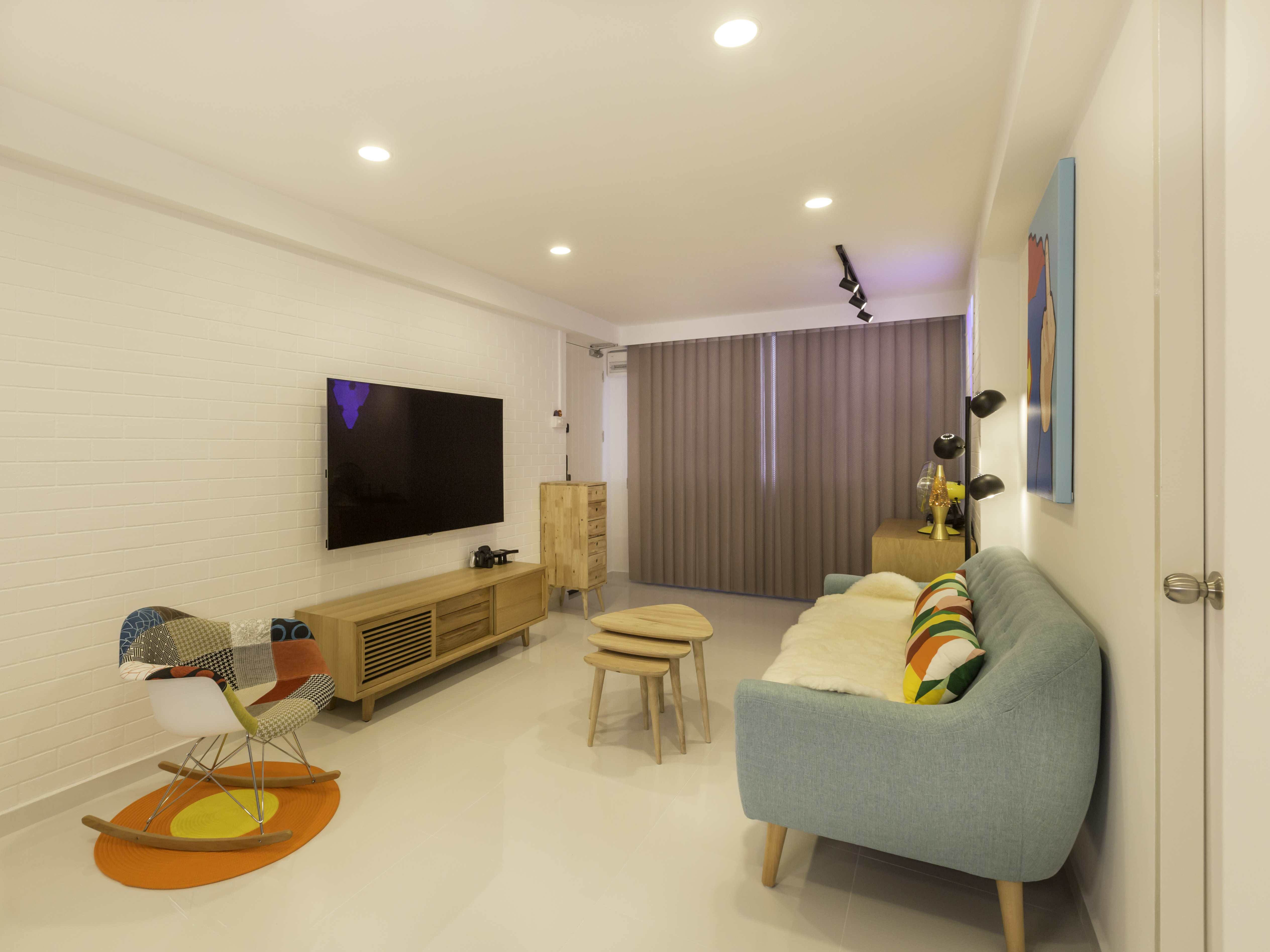 Minimalist, Retro, Scandinavian Design - Living Room - HDB 3 Room - Design by Le Interi