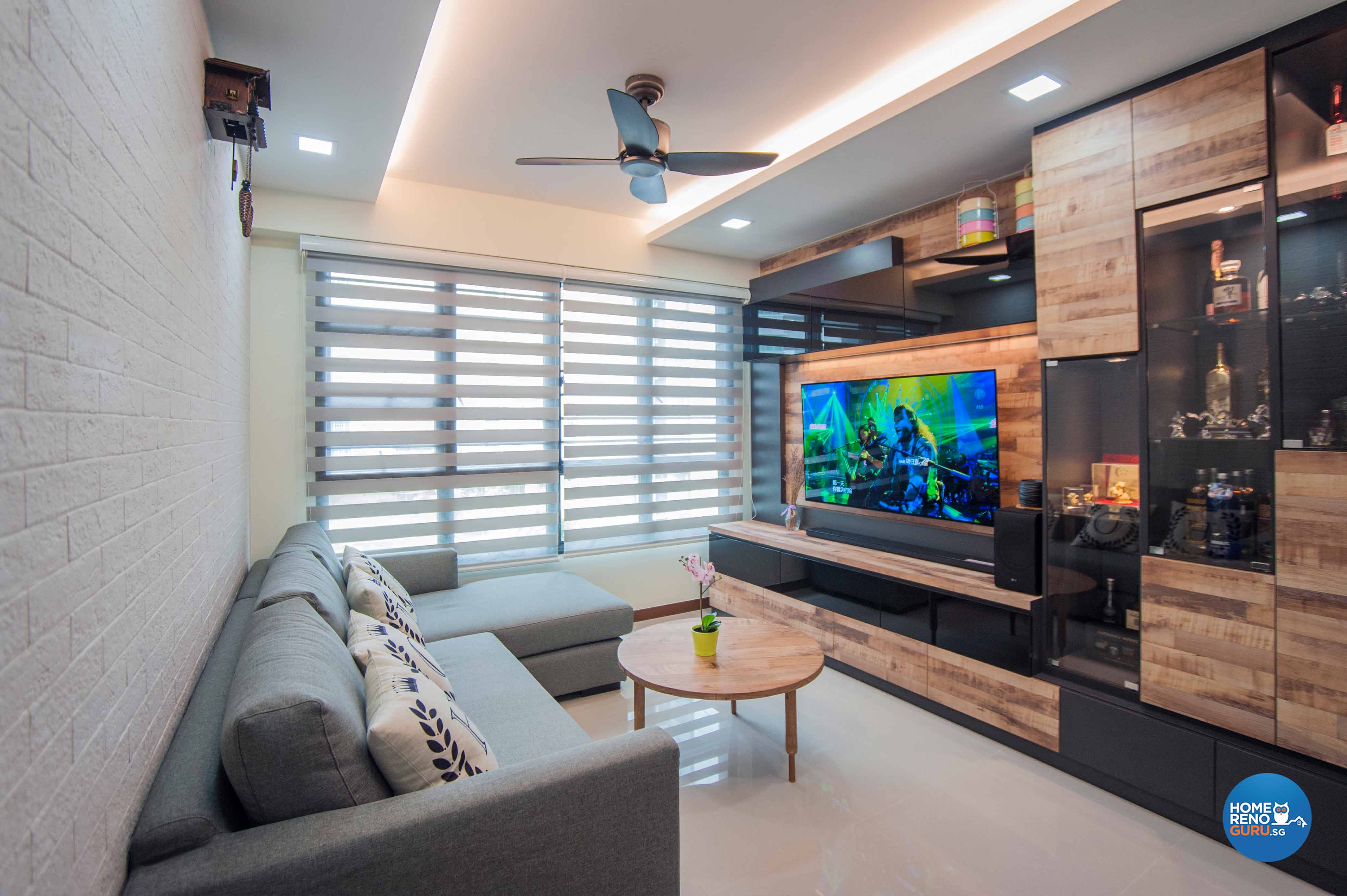 Modern, Resort, Rustic Design - Living Room - HDB 4 Room - Design by LOME Interior