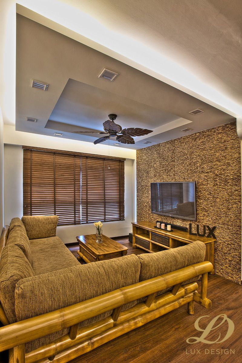 Contemporary, Tropical Design - Living Room - HDB 4 Room - Design by Lux Design Pte Ltd