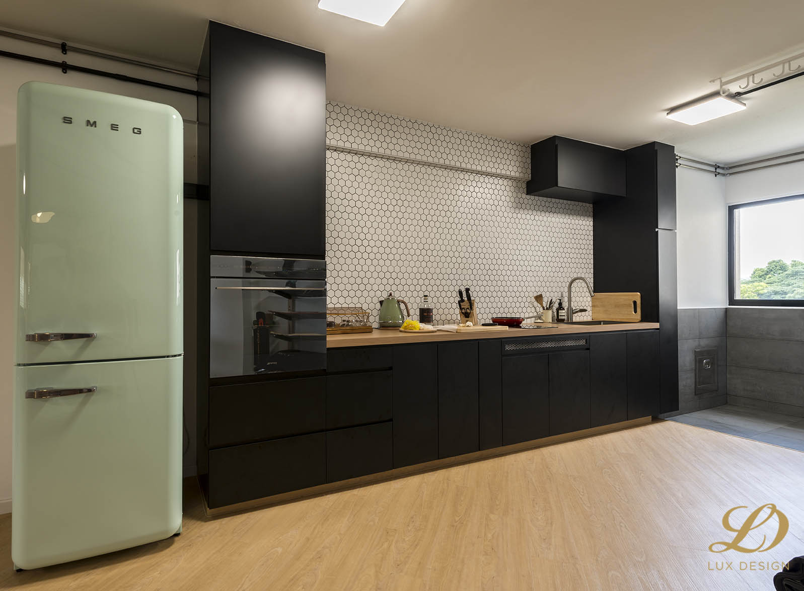 Industrial, Scandinavian Design - Kitchen - HDB 4 Room - Design by Lux Design Pte Ltd