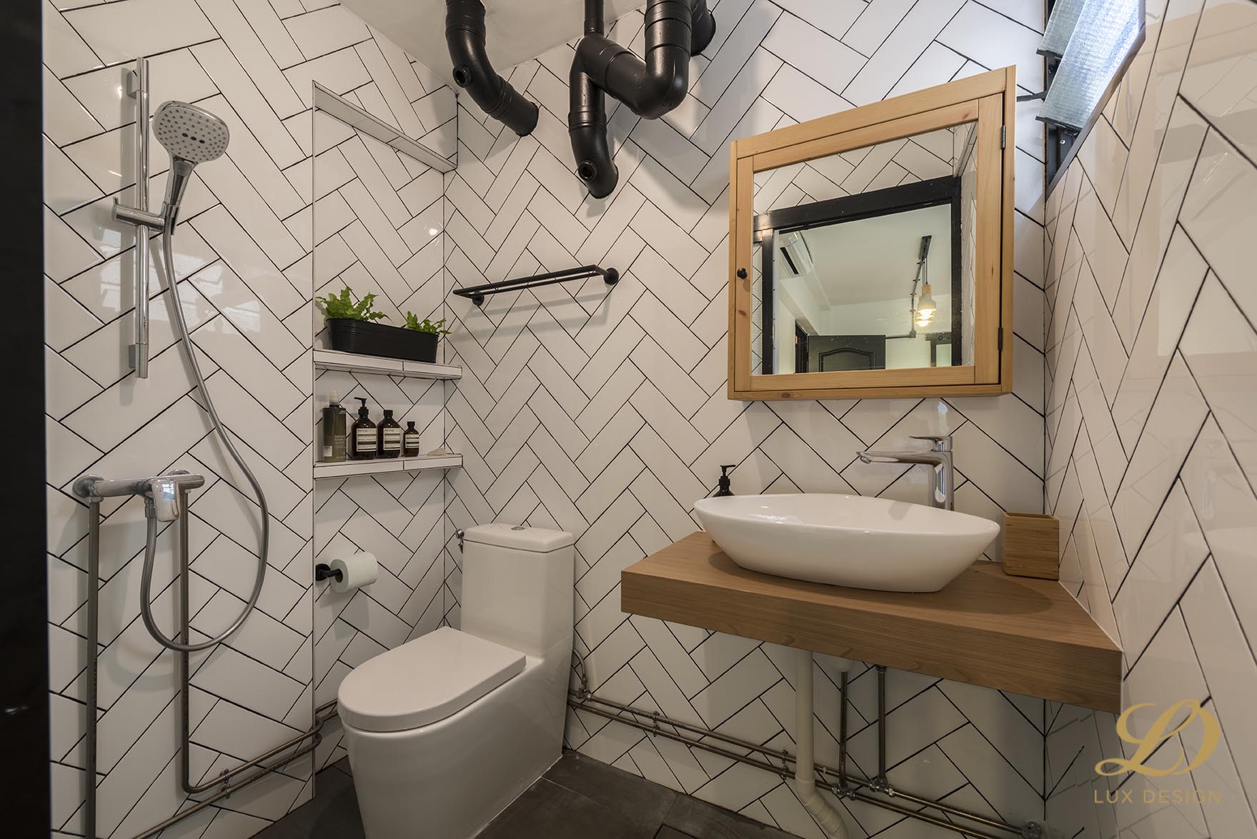 Industrial, Scandinavian Design - Bathroom - HDB 4 Room - Design by Lux Design Pte Ltd