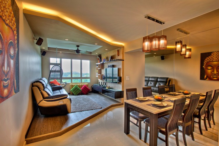 Contemporary, Tropical Design - Living Room - HDB 4 Room - Design by Lux Design Pte Ltd