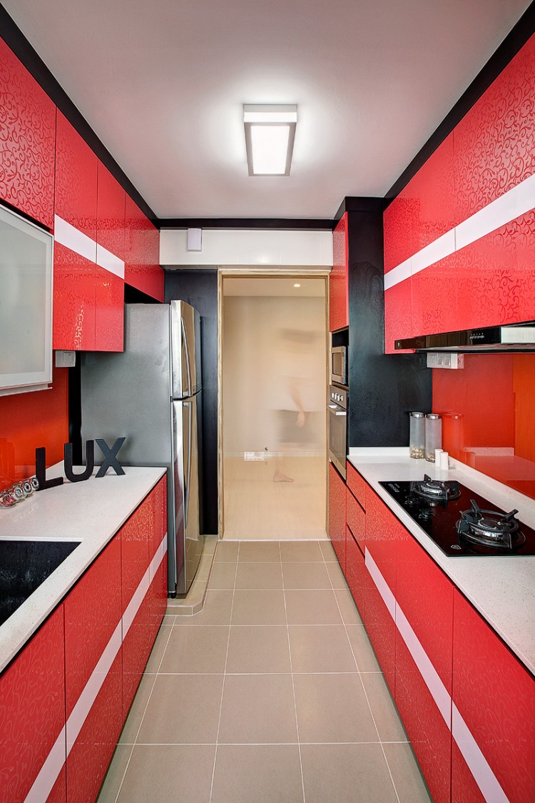 Contemporary, Tropical Design - Kitchen - HDB 4 Room - Design by Lux Design Pte Ltd