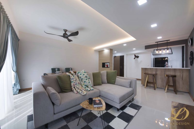 Contemporary Design - Living Room - HDB 5 Room - Design by Lux Design Pte Ltd