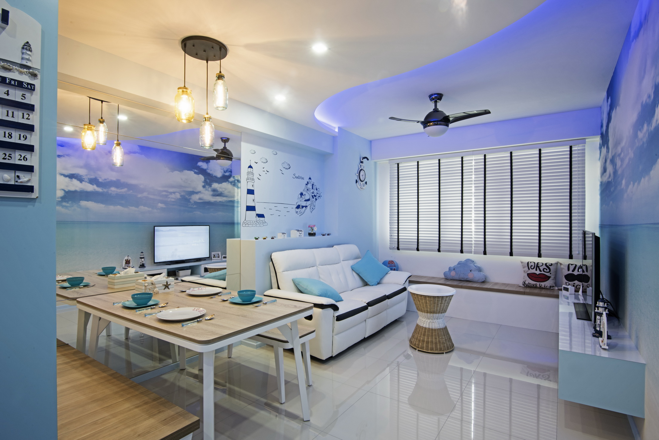 Contemporary, Mediterranean, Tropical Design - Dining Room - HDB 3 Room - Design by Luxurious Design Pte Ltd
