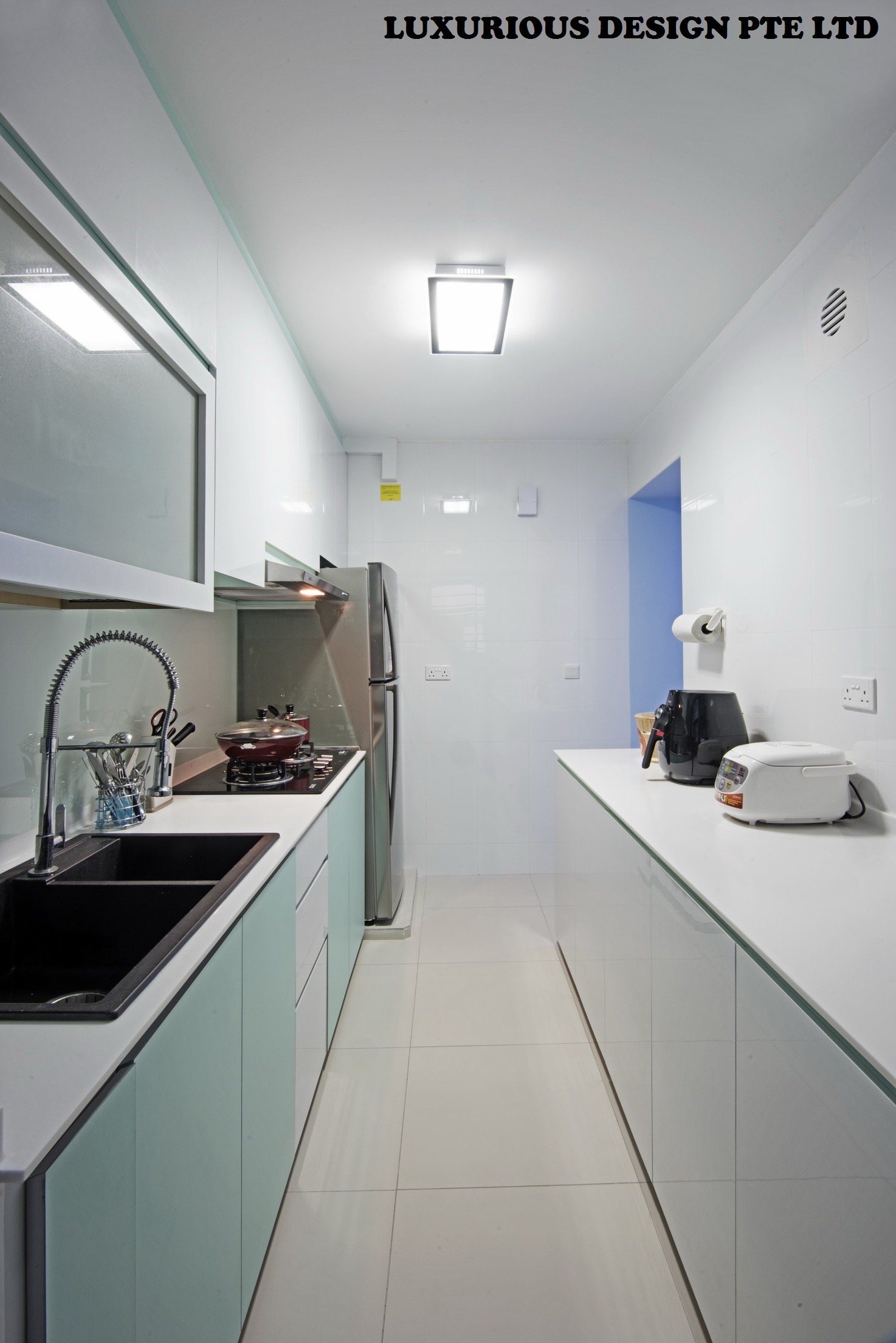 Contemporary, Mediterranean, Tropical Design - Kitchen - HDB 3 Room - Design by Luxurious Design Pte Ltd