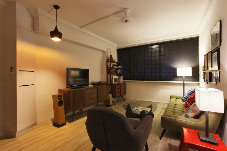 Industrial, Retro Design - Living Room - HDB 4 Room - Design by Meter Cube Interiors Pte Ltd