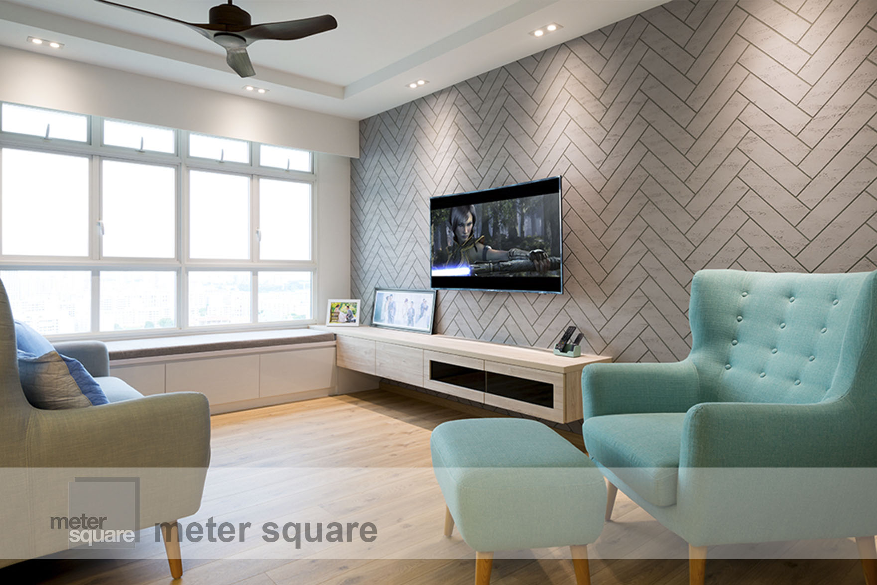 Scandinavian Design - Living Room - HDB 4 Room - Design by Meter Square Pte Ltd