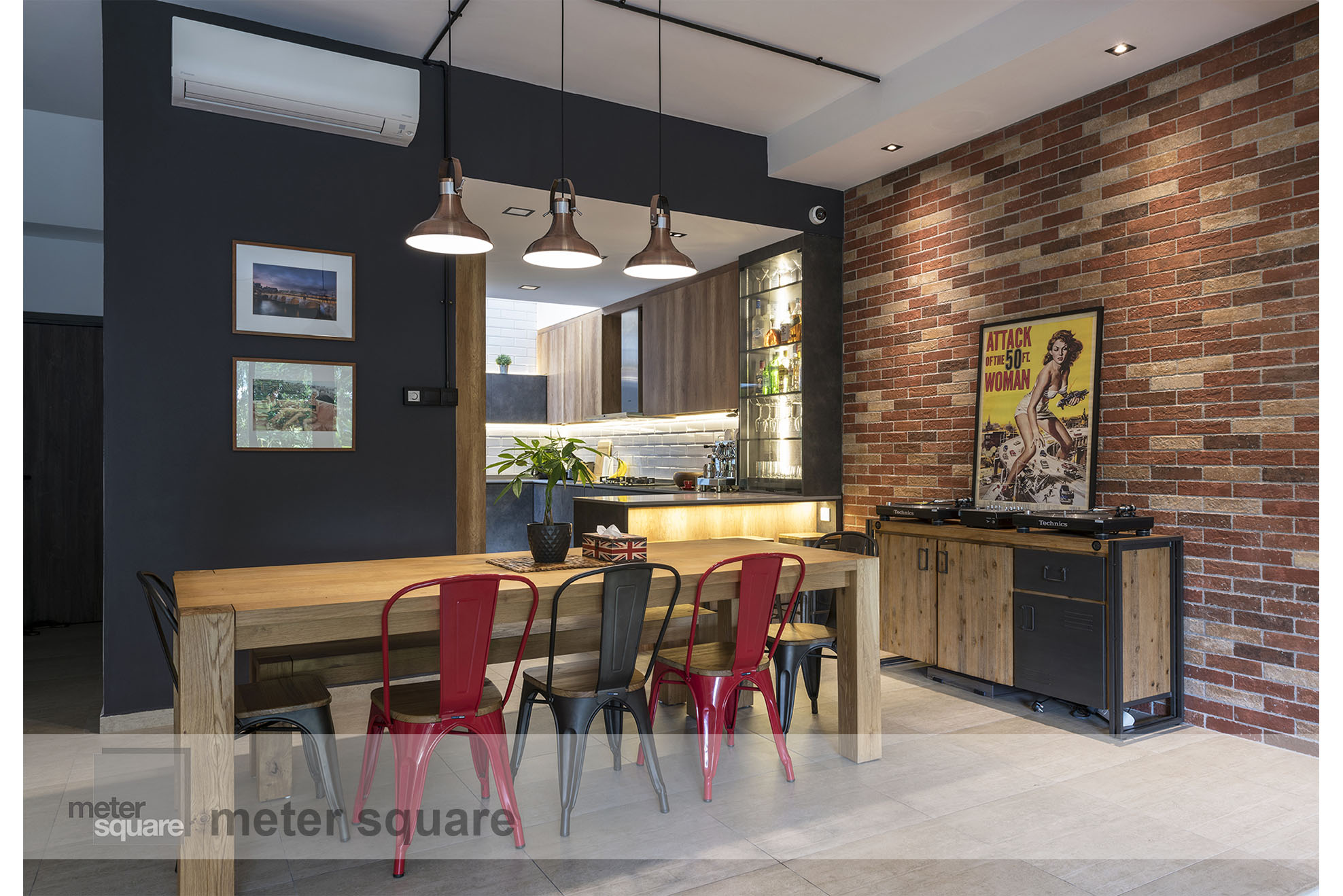 Industrial, Retro, Vintage Design - Dining Room - Condominium - Design by Meter Square Pte Ltd