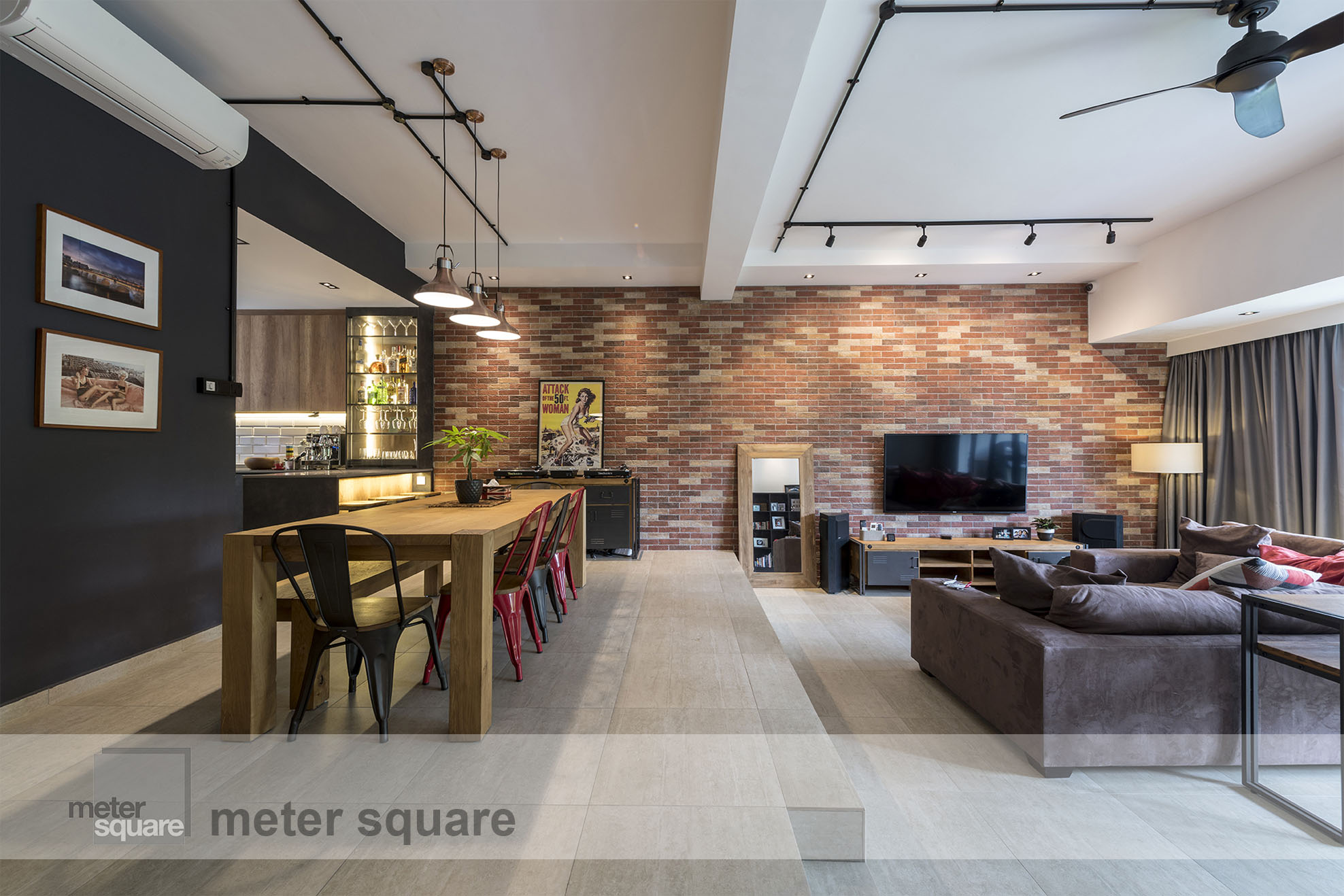 Industrial, Retro, Vintage Design - Living Room - Condominium - Design by Meter Square Pte Ltd