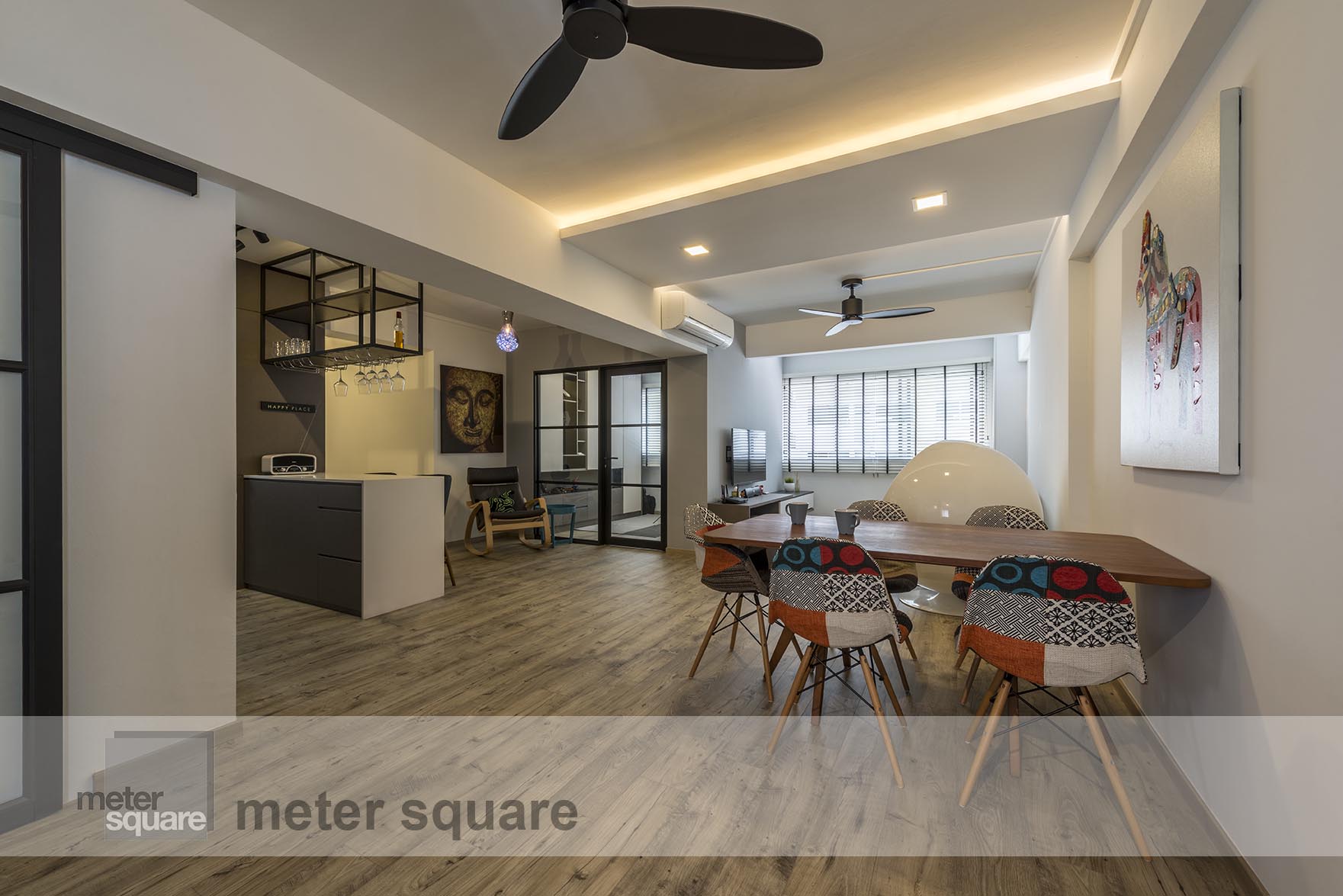 Contemporary Design - Living Room - HDB 5 Room - Design by Meter Square Pte Ltd