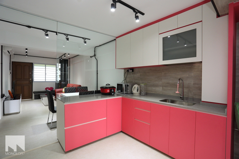 Industrial, Modern Design - Kitchen - HDB 3 Room - Design by MONOLOFT