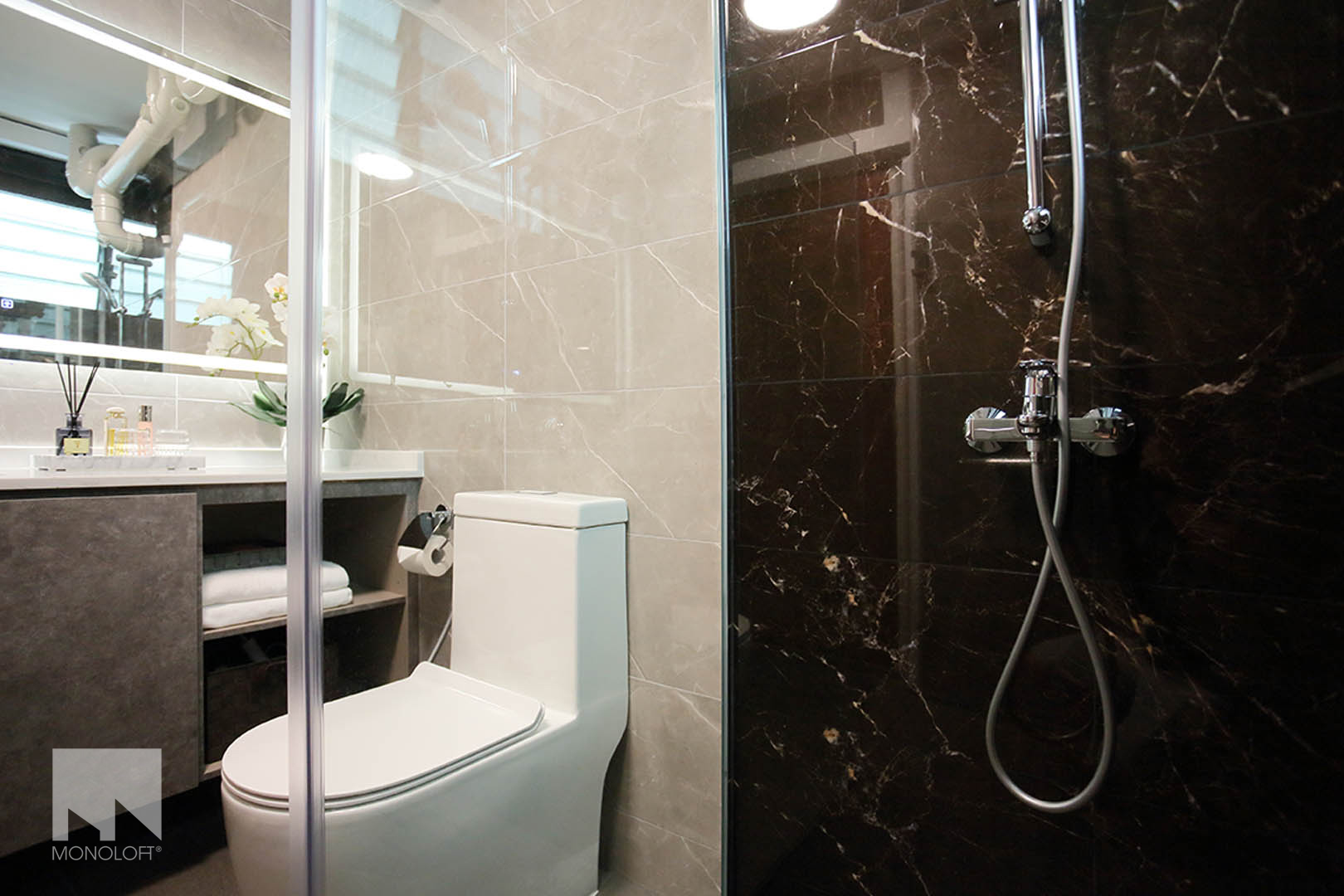 Modern, Oriental Design - Bathroom - HDB 5 Room - Design by MONOLOFT