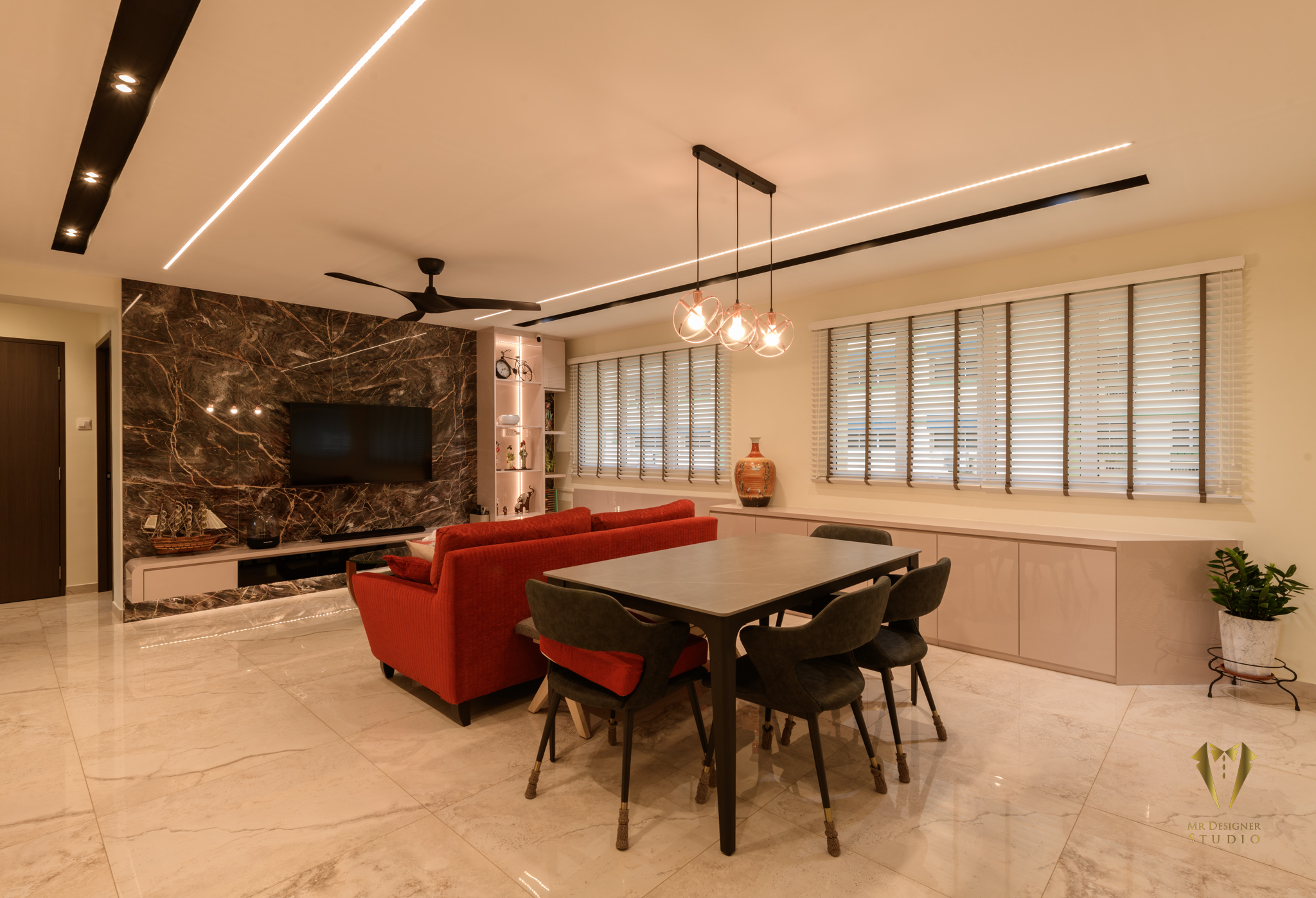 Contemporary, Modern, Oriental Design - Living Room - HDB 5 Room - Design by Mr Designer Studio