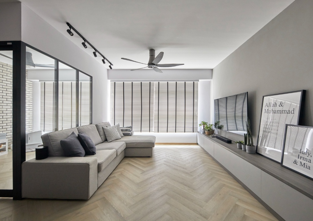 Minimalist, Modern Design - Living Room - HDB 5 Room - Design by Mu Design Studio