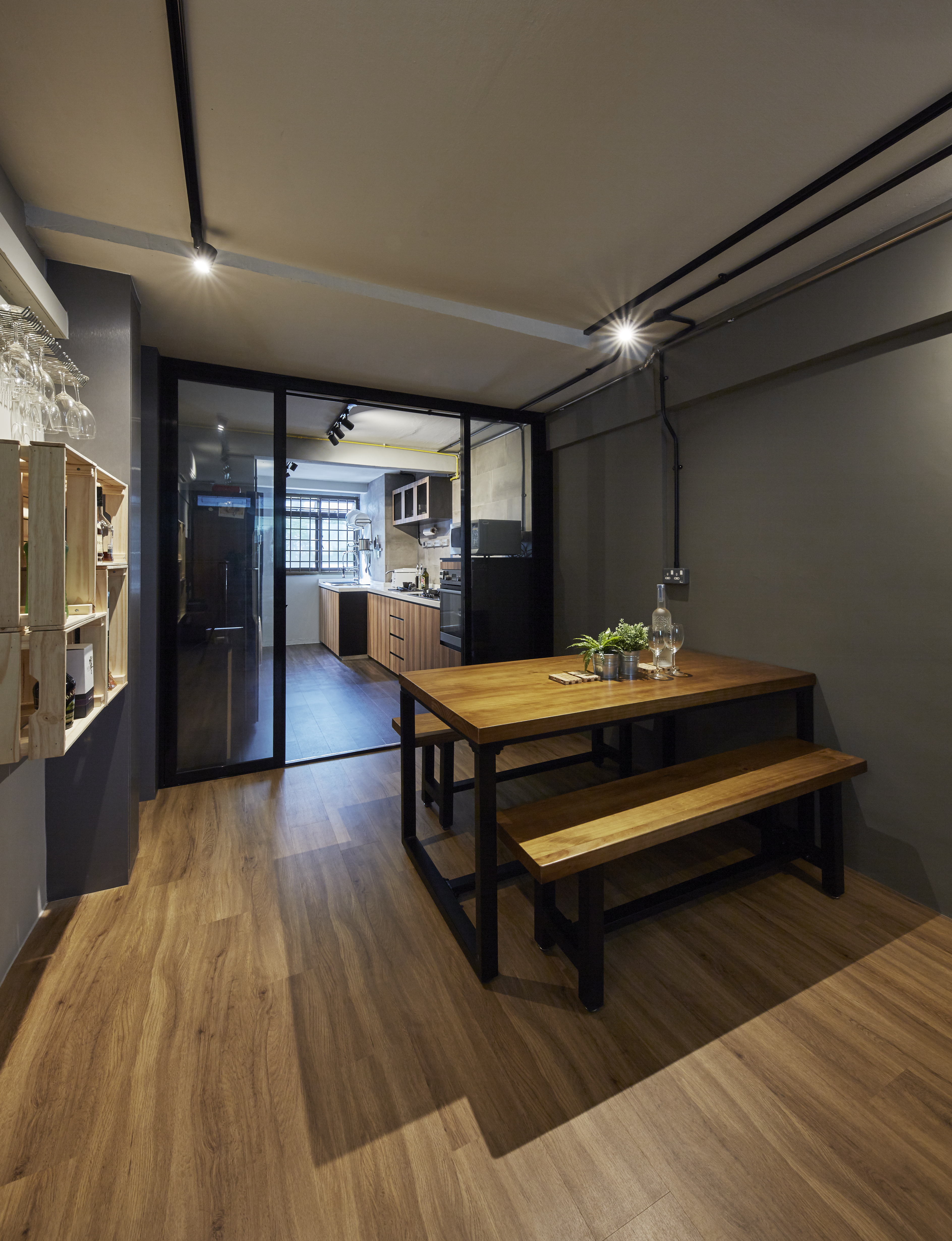 Industrial, Rustic Design - Dining Room - HDB 3 Room - Design by New Interior Design 