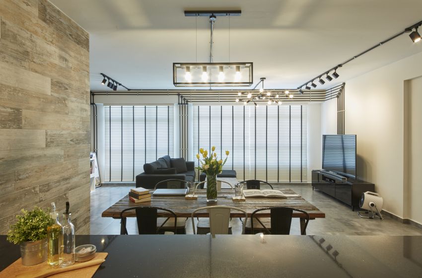 Industrial, Rustic Design - Dining Room - HDB 5 Room - Design by New Interior Design 