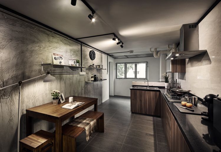 Industrial, Minimalist Design - Kitchen - HDB Executive Apartment - Design by New Interior Design 