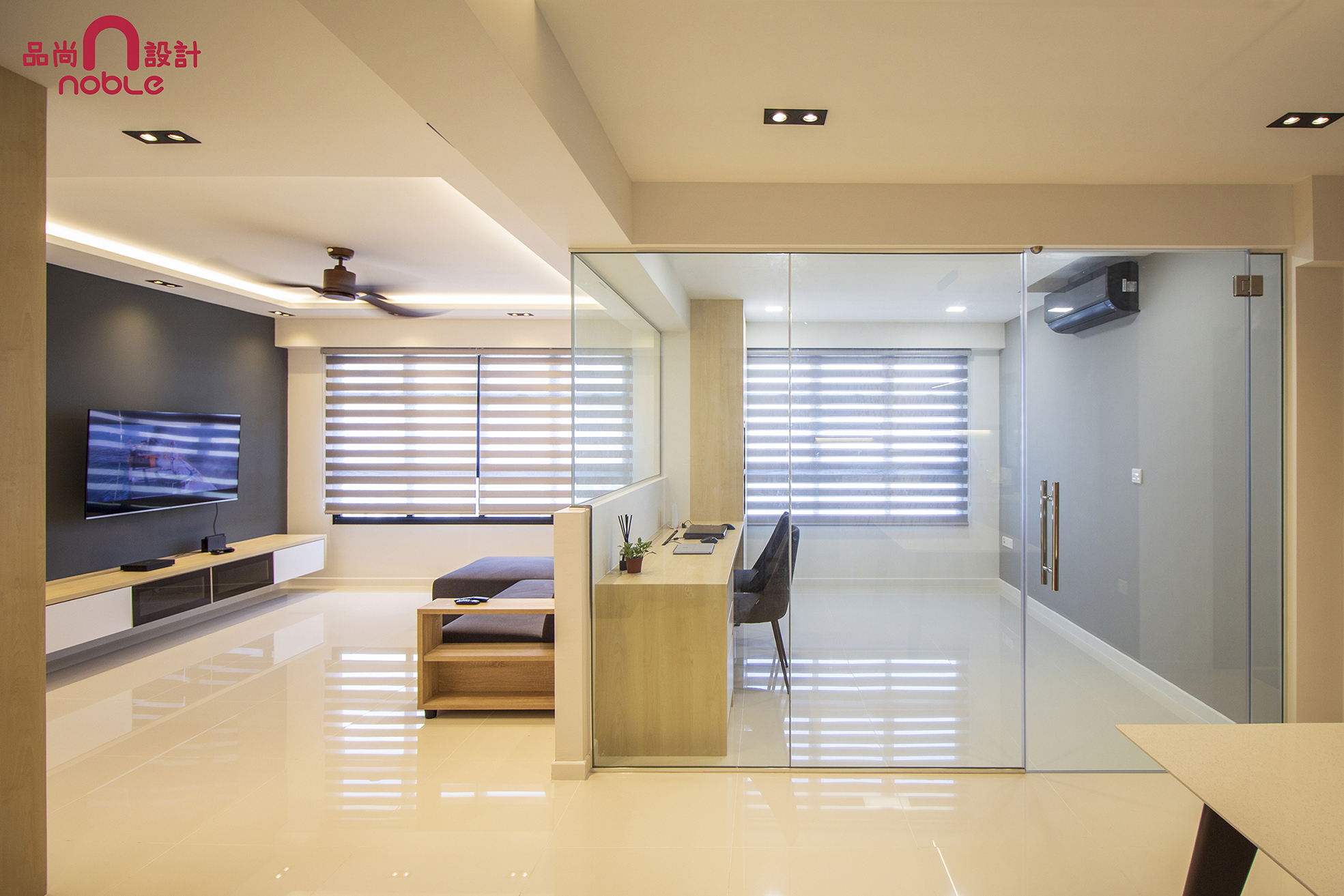 Contemporary, Modern Design - Study Room - HDB 4 Room - Design by Noble Interior Design Pte Ltd