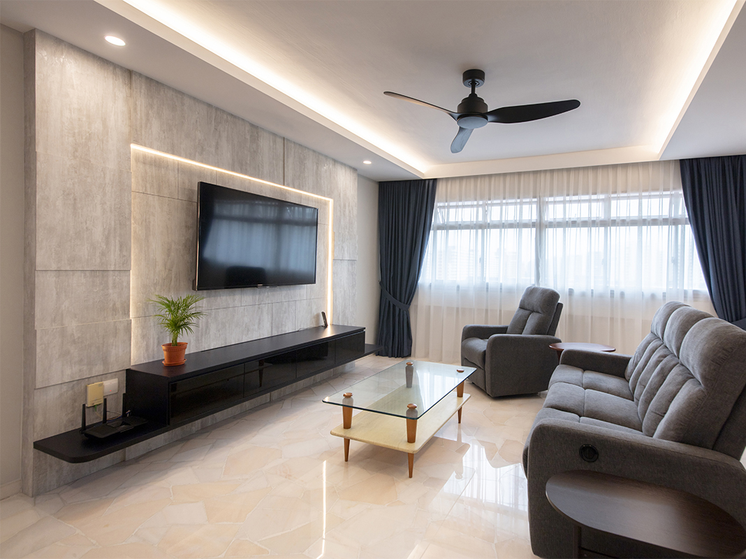 Contemporary Design - Living Room - HDB 4 Room - Design by Ovon Design Pte Ltd