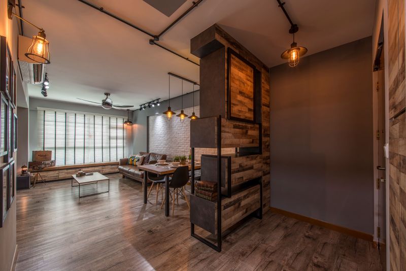 Industrial, Rustic Design - Living Room - HDB 4 Room - Design by Posh Living Interior Design Pte Ltd