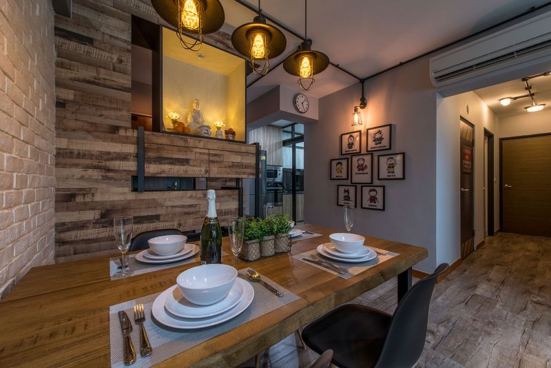 Industrial, Rustic Design - Dining Room - HDB 4 Room - Design by Posh Living Interior Design Pte Ltd
