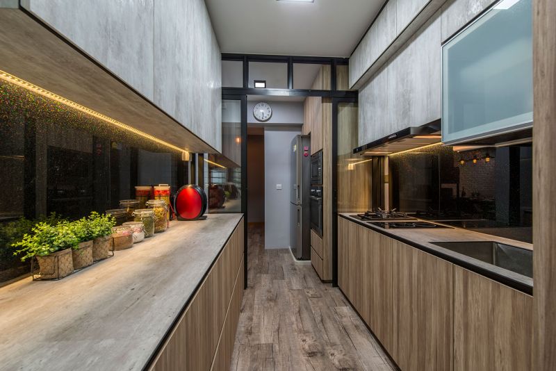 Industrial, Rustic Design - Kitchen - HDB 4 Room - Design by Posh Living Interior Design Pte Ltd