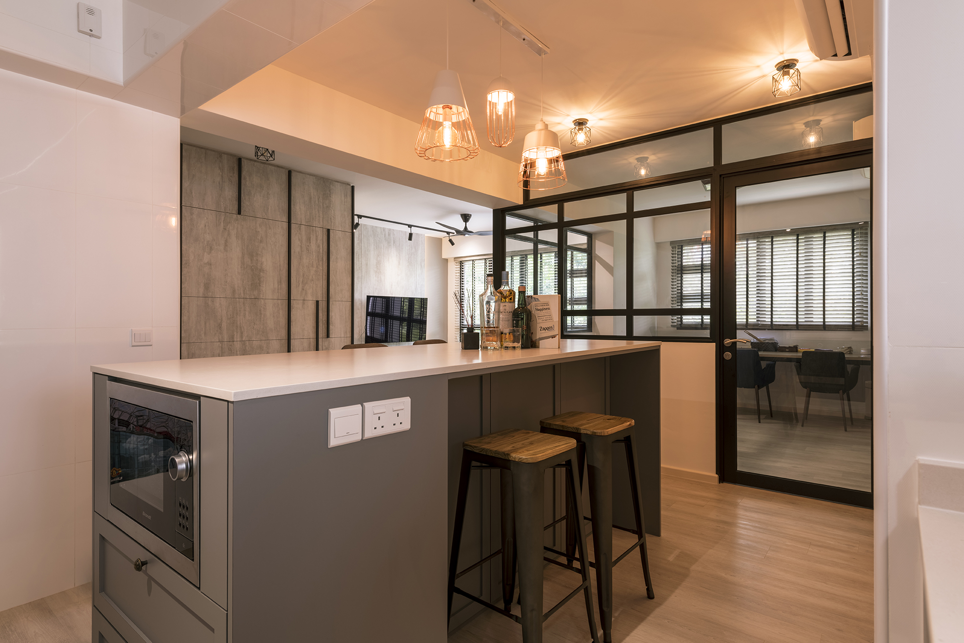 Industrial, Retro, Rustic Design - Kitchen - HDB 5 Room - Design by Posh Living Interior Design Pte Ltd