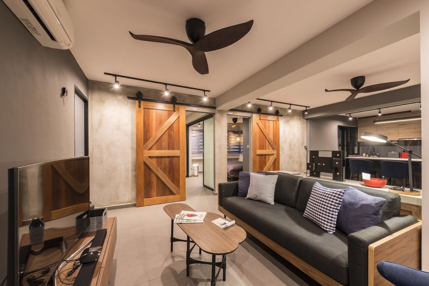 Industrial, Minimalist, Rustic Design - Living Room - HDB 4 Room - Design by Posh Living Interior Design Pte Ltd
