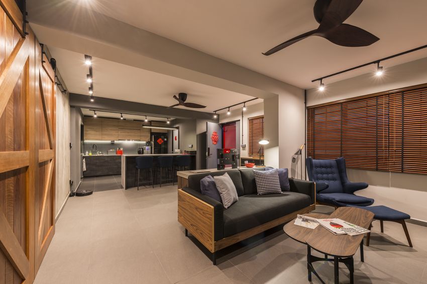 Industrial, Minimalist, Rustic Design - Living Room - HDB 4 Room - Design by Posh Living Interior Design Pte Ltd