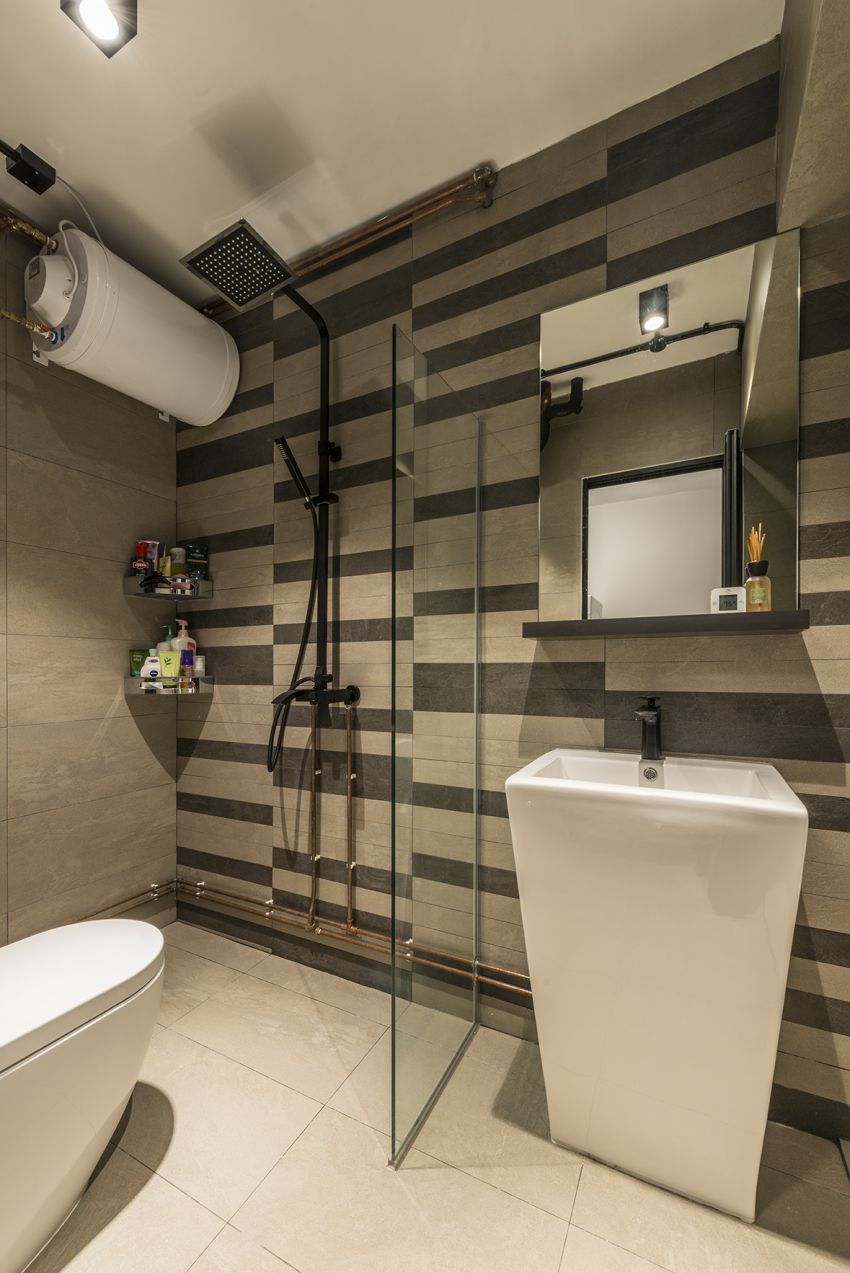 Industrial, Minimalist, Rustic Design - Bathroom - HDB 4 Room - Design by Posh Living Interior Design Pte Ltd