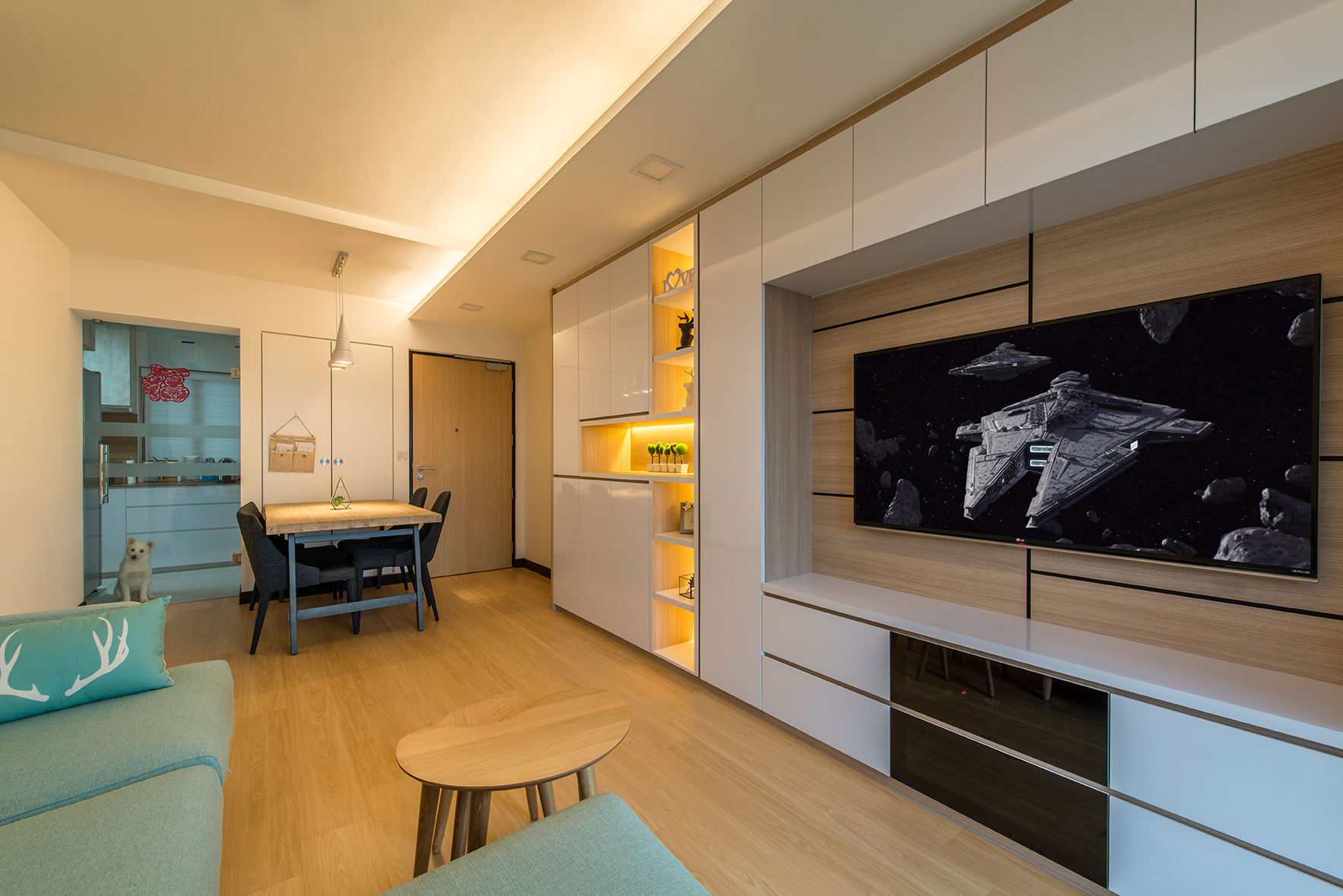Modern, Scandinavian Design - Living Room - HDB 4 Room - Design by Projectguru Pte Ltd