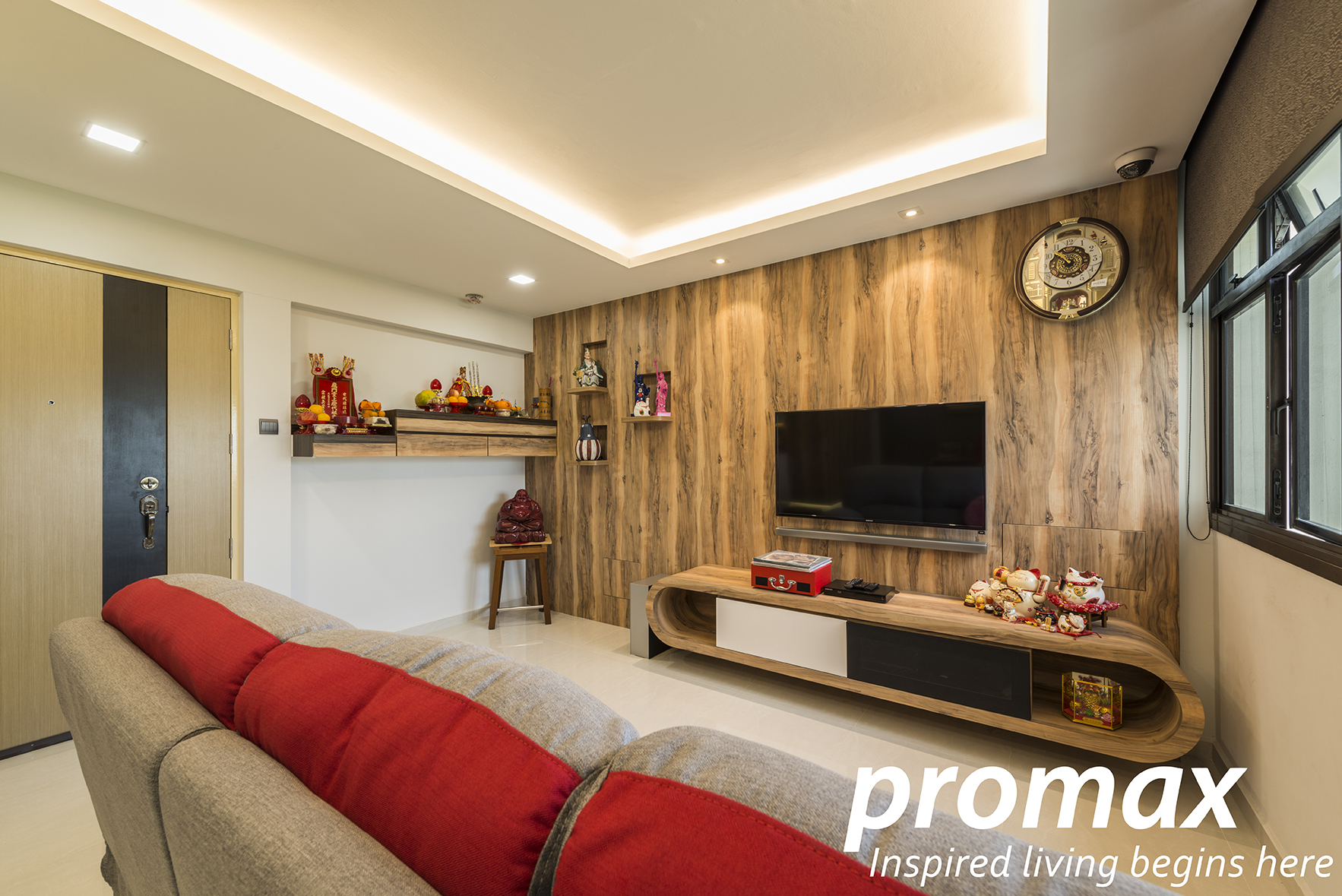 Resort Design - Living Room - HDB 4 Room - Design by Promax Design Pte Ltd