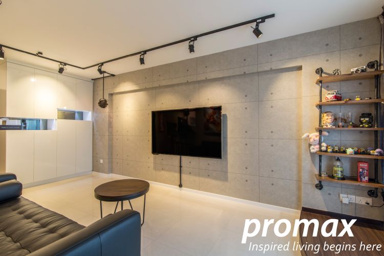 Industrial, Retro Design - Living Room - HDB 4 Room - Design by Promax Design Pte Ltd