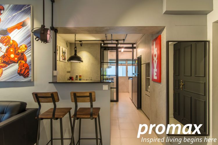 Industrial, Retro Design - Dining Room - HDB 4 Room - Design by Promax Design Pte Ltd