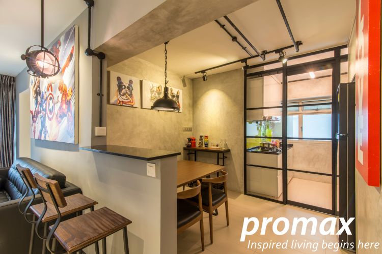 Industrial, Retro Design - Dining Room - HDB 4 Room - Design by Promax Design Pte Ltd