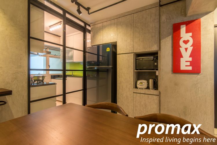 Industrial, Retro Design - Kitchen - HDB 4 Room - Design by Promax Design Pte Ltd