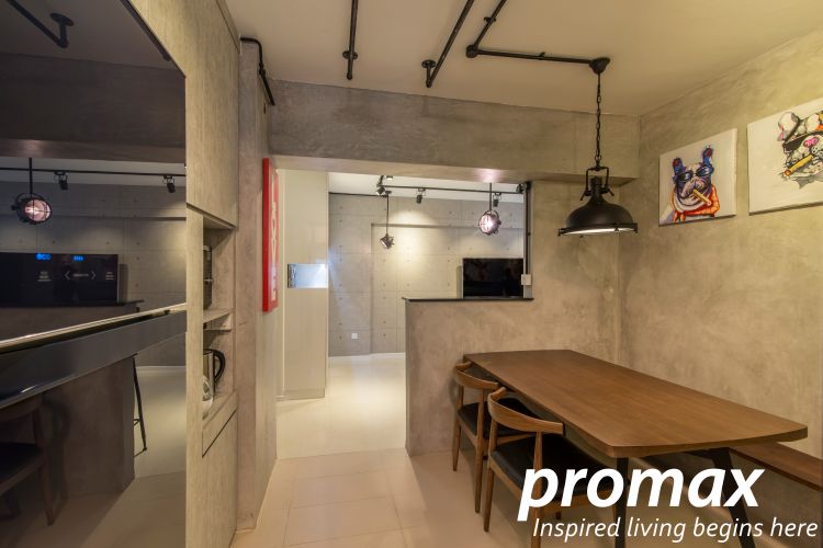 Industrial, Retro Design - Dining Room - HDB 4 Room - Design by Promax Design Pte Ltd