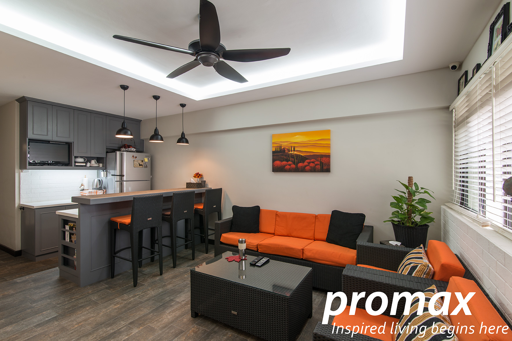 Contemporary, Victorian Design - Living Room - HDB Executive Apartment - Design by Promax Design Pte Ltd