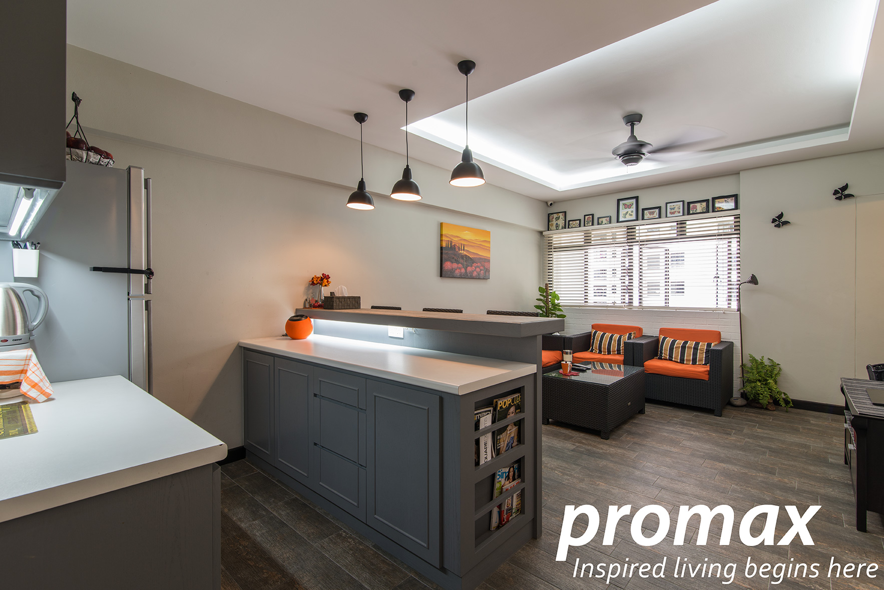 Contemporary, Victorian Design - Living Room - HDB Executive Apartment - Design by Promax Design Pte Ltd