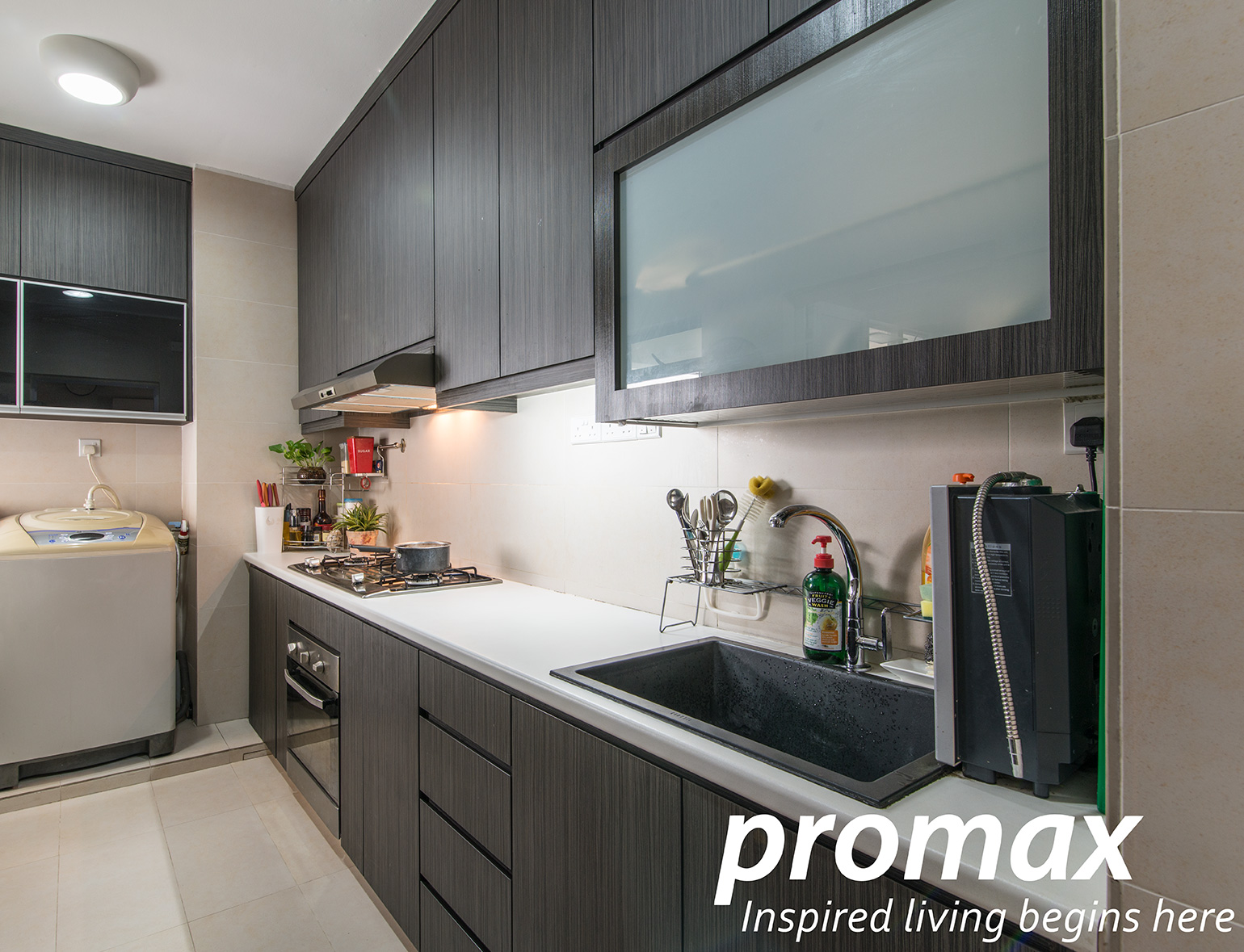 Contemporary, Victorian Design - Kitchen - HDB Executive Apartment - Design by Promax Design Pte Ltd