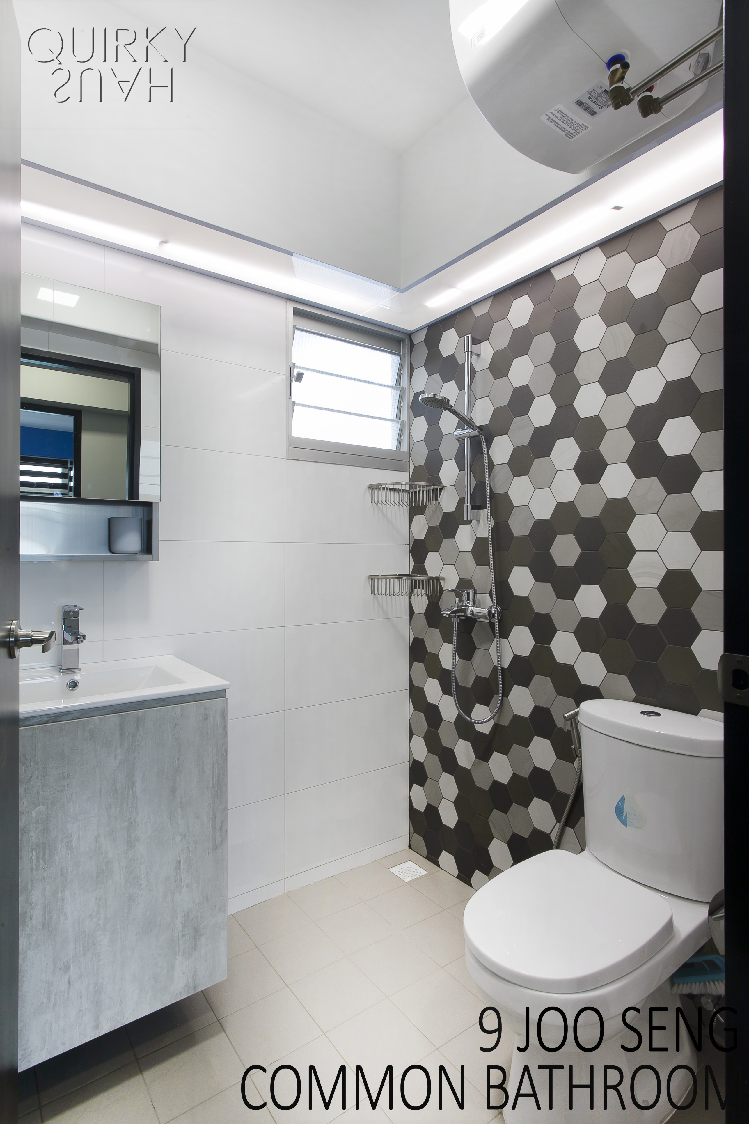 Industrial, Modern Design - Bathroom - HDB 4 Room - Design by Quirky Haus Pte Ltd